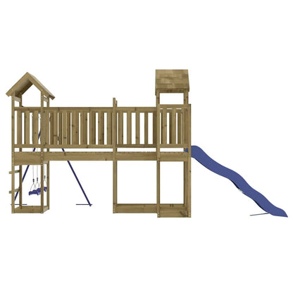 vidaXL Outdoor Playset | Pine and Blue | Treated Pinewood, Polypropylene | Large