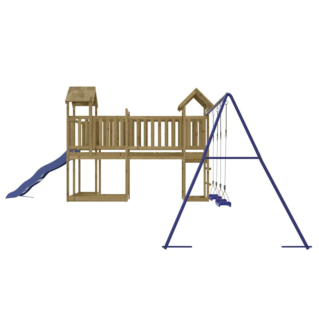 vidaXL Outdoor Playset | Pine and Blue | Treated Pinewood, Polypropylene | Large