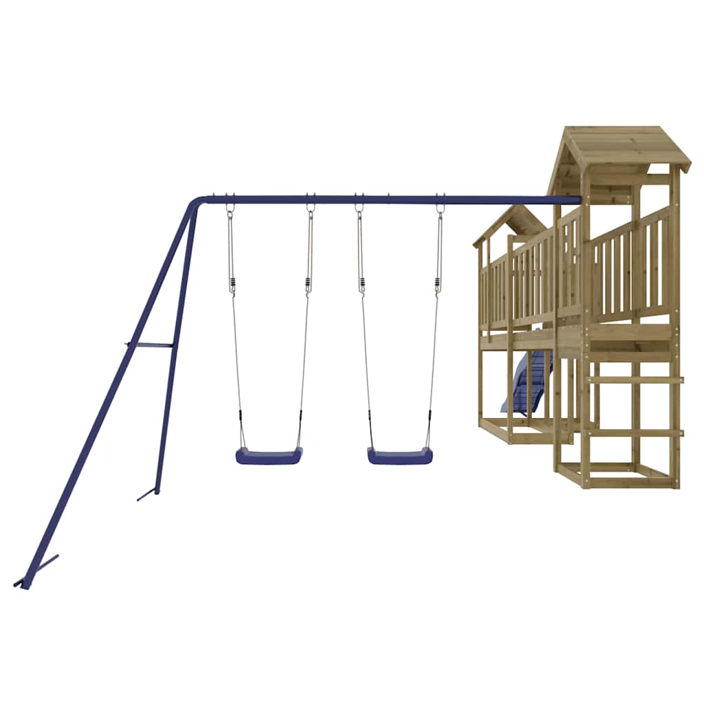 vidaXL Outdoor Playset | Pine and Blue | Treated Pinewood, Polypropylene | Large