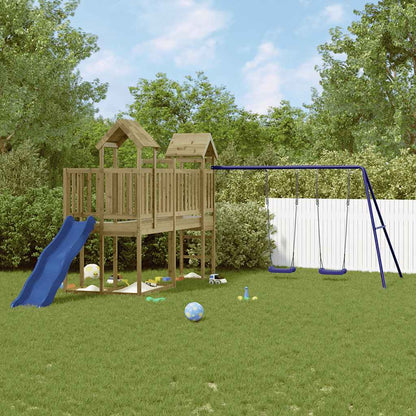 vidaXL Outdoor Playset | Pine and Blue | Treated Pinewood, Polypropylene | Large