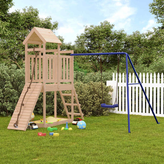 vidaXL Outdoor Playset | Natural wood, Blue