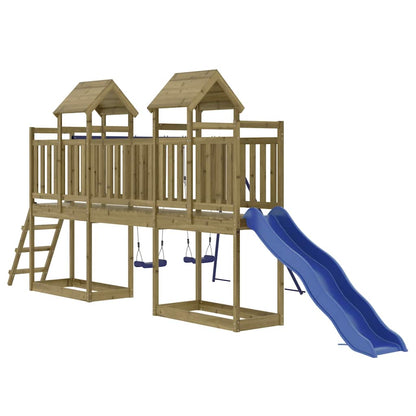 vidaXL Outdoor Playset | Brown | Treated Wood | Large | Adjustable Armrests
