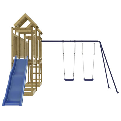 vidaXL Outdoor Playset | Brown | Treated Wood | Large | Adjustable Armrests