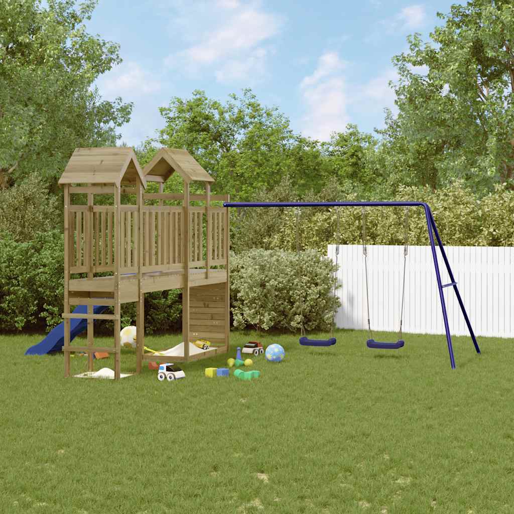 vidaXL Outdoor Playset | Natural pine | Impregnated pine wood | Large | Durable