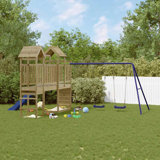 vidaXL Outdoor Playset | Natural pine | Impregnated pine wood | Large | Durable