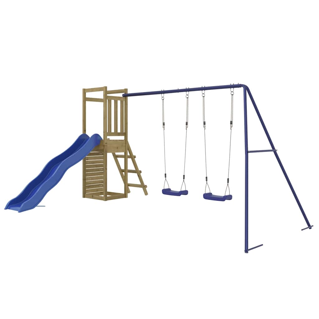 vidaXL Outdoor Playset | Brown | Solid pine wood, Polypropylene | Large