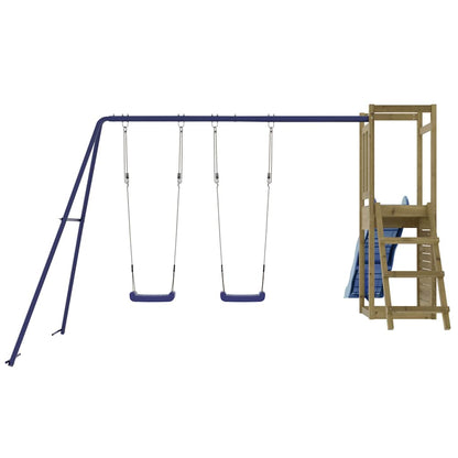 vidaXL Outdoor Playset | Brown | Solid pine wood, Polypropylene | Large
