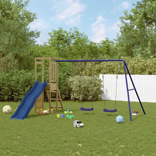 vidaXL Outdoor Playset | Brown | Solid pine wood, Polypropylene | Large
