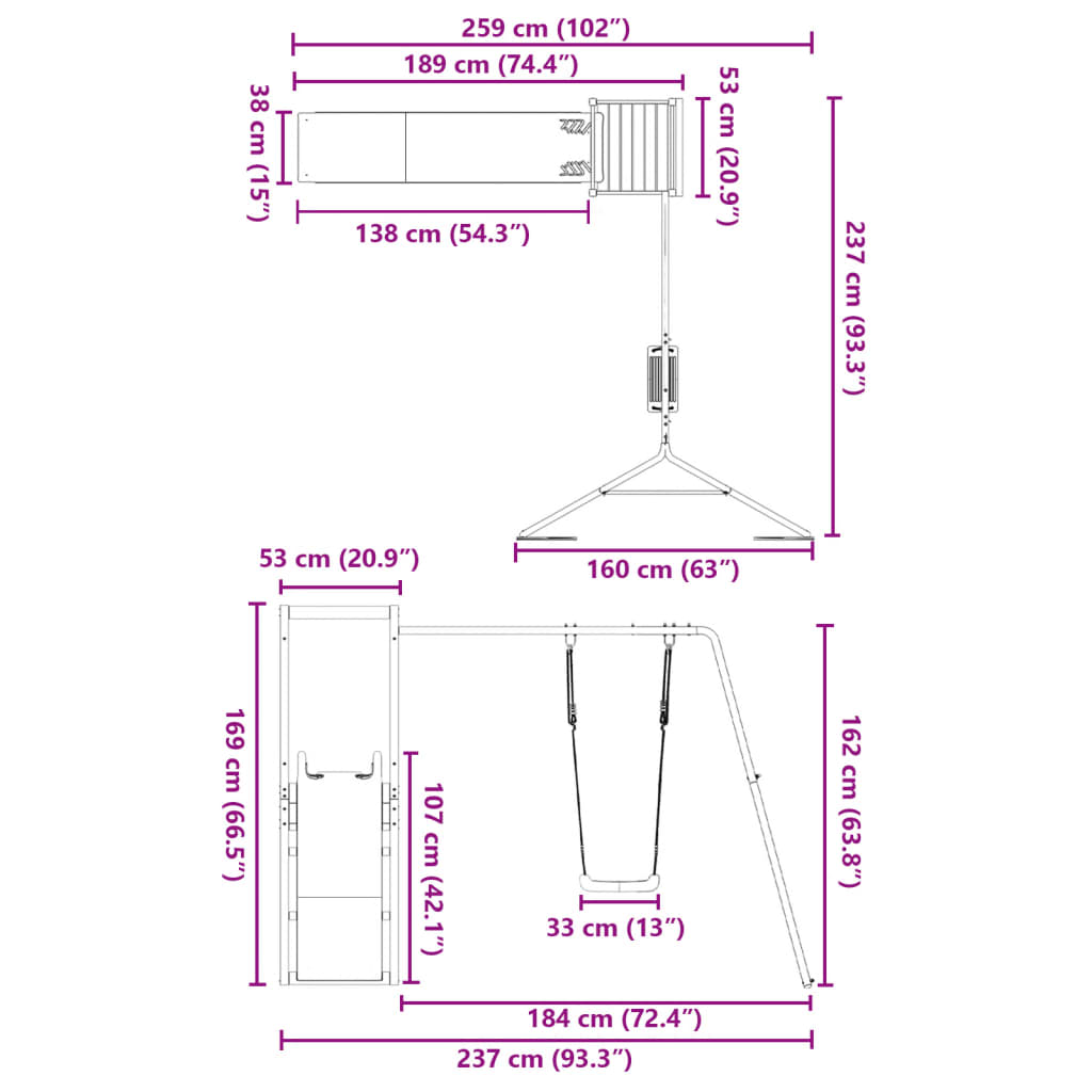 vidaXL Outdoor Playset Solid Wood Douglas