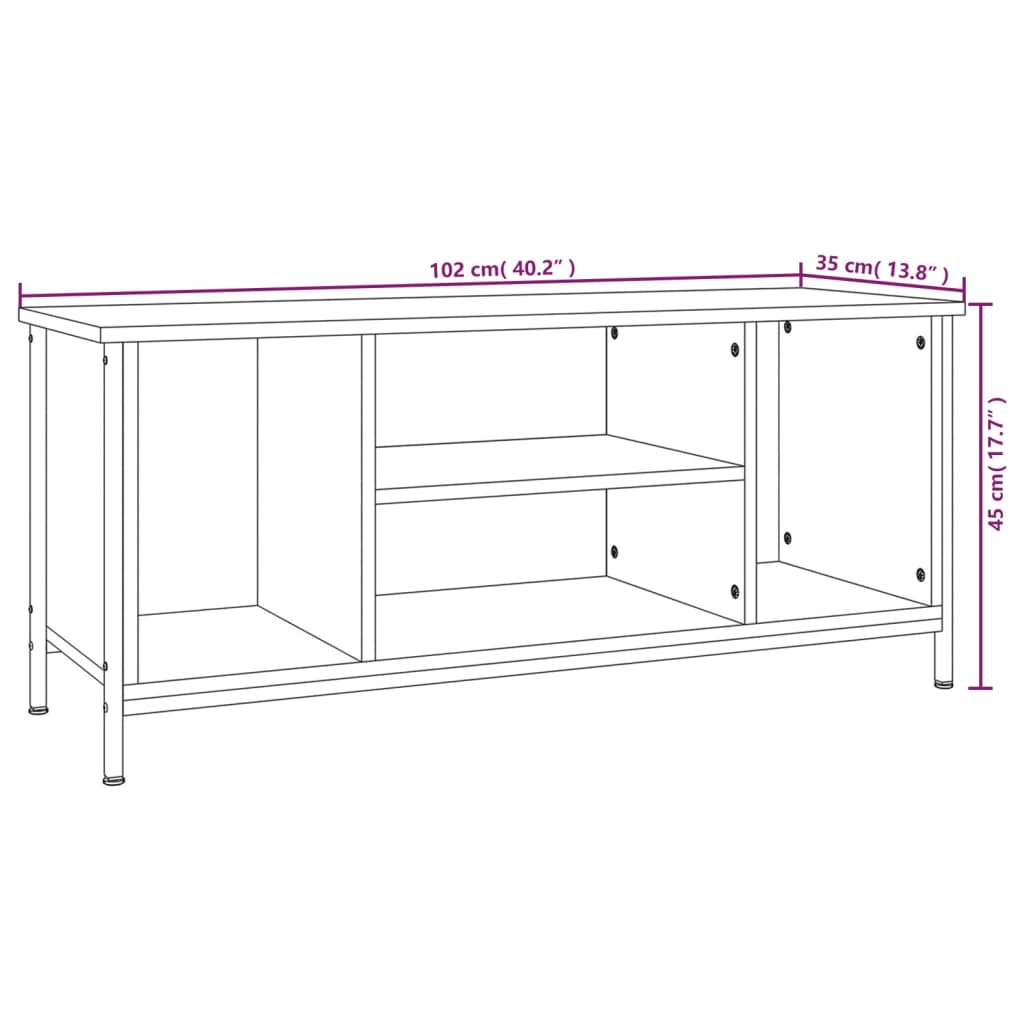 vidaXL TV Cabinet Grey Sonoma 102x35x45 cm Engineered Wood