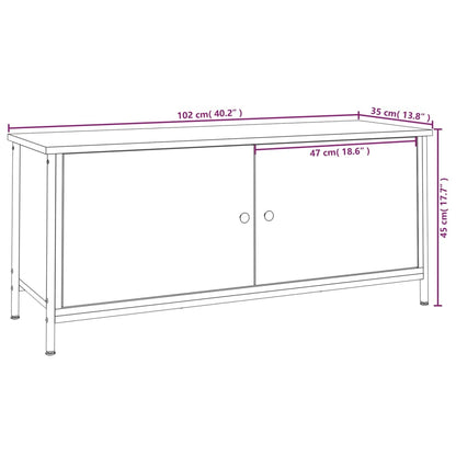 vidaXL TV Cabinet with Doors Smoked Oak 102x35x45 cm Engineered Wood