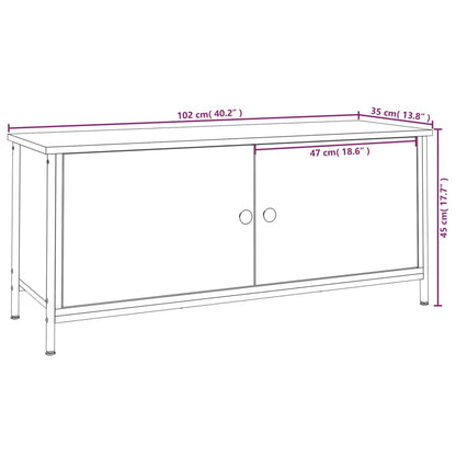 vidaXL TV Cabinet with Doors Grey Sonoma 102x35x45 cm Engineered Wood