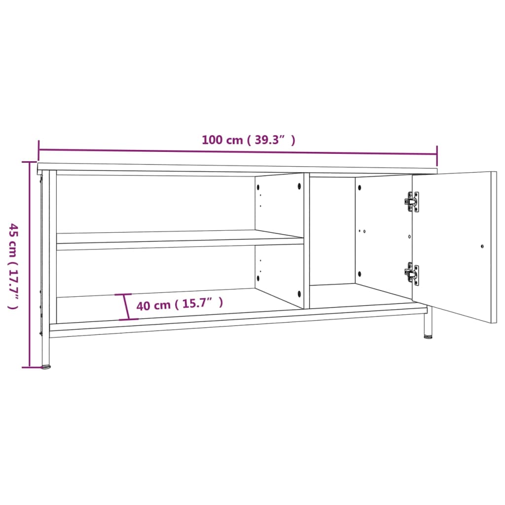 vidaXL TV Cabinet Sonoma Oak 100x40x45 cm Engineered Wood