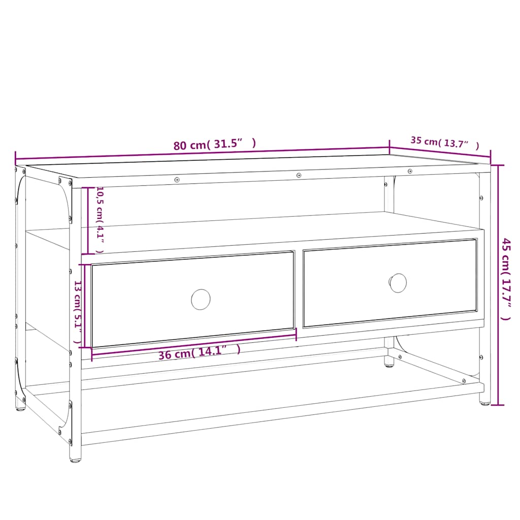 vidaXL TV Cabinet Grey Sonoma 80x35x45 cm Engineered Wood