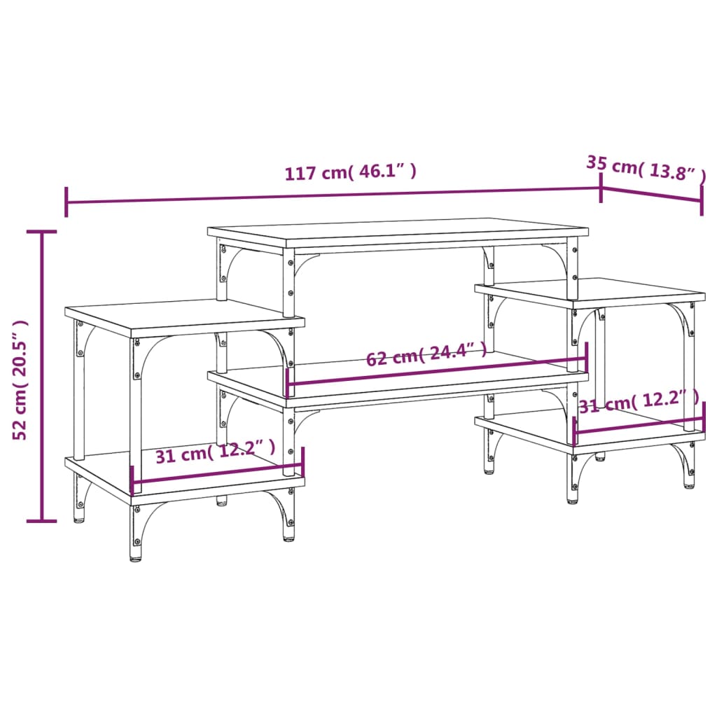 vidaXL TV Cabinet Sonoma Oak 117x35x52 cm Engineered Wood