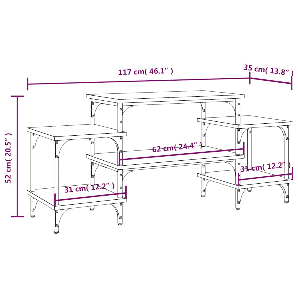 vidaXL TV Cabinet Brown Oak 117x35x52 cm Engineered Wood