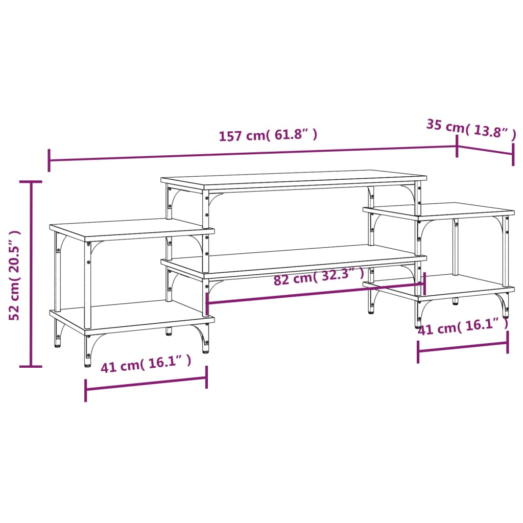 vidaXL TV Cabinet Grey Sonoma 157x35x52 cm Engineered Wood