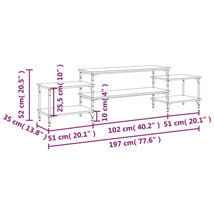 vidaXL TV Cabinet Smoked Oak 197x35x52 cm Engineered Wood
