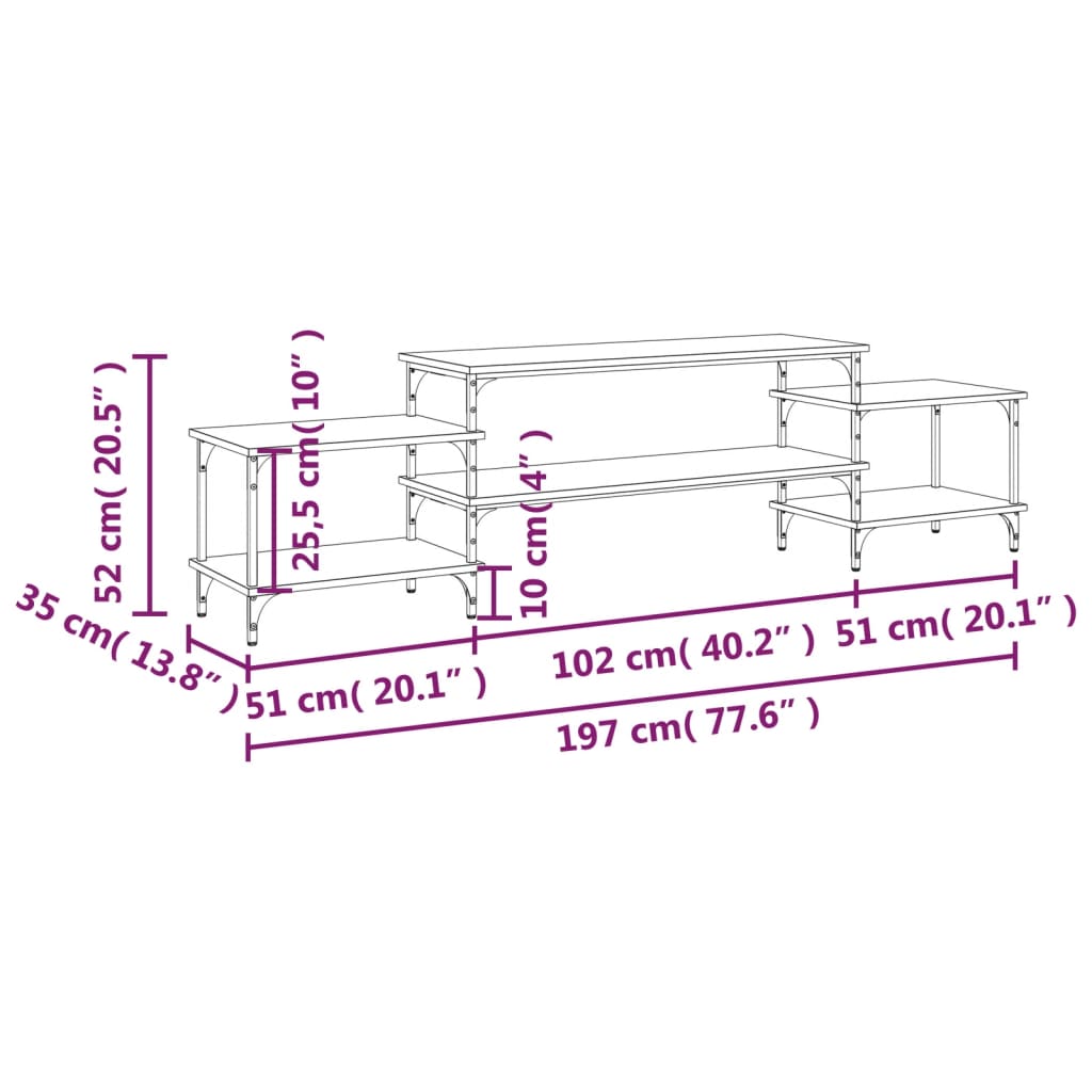 vidaXL TV Cabinet Grey Sonoma 197x35x52 cm Engineered Wood