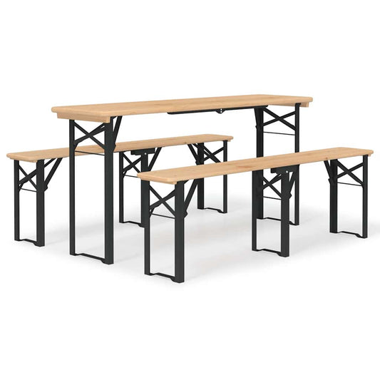 vidaXL 3 Piece Folding Beer Table Set Solid Wood Fir