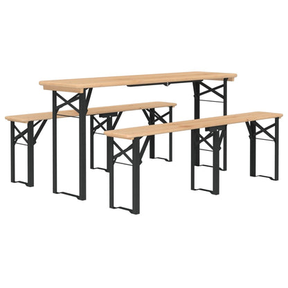 vidaXL Beer Table Set | Dark Green, Natural Wood | Chinese Fir Wood, Metal