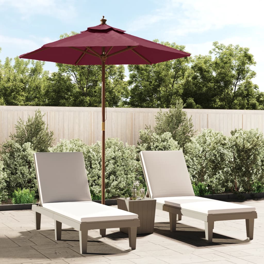 vidaXL Garden Parasol with Wooden Pole Bordeaux Red 196x231 cm