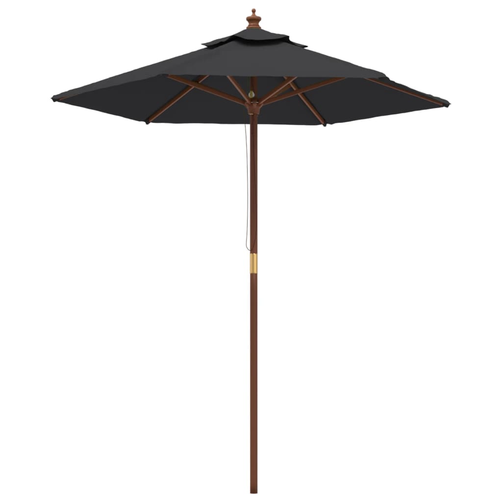 vidaXL Garden Parasol with Wooden Pole Black 196x231 cm