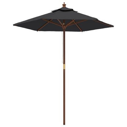 vidaXL Garden Parasol with Wooden Pole Black 196x231 cm
