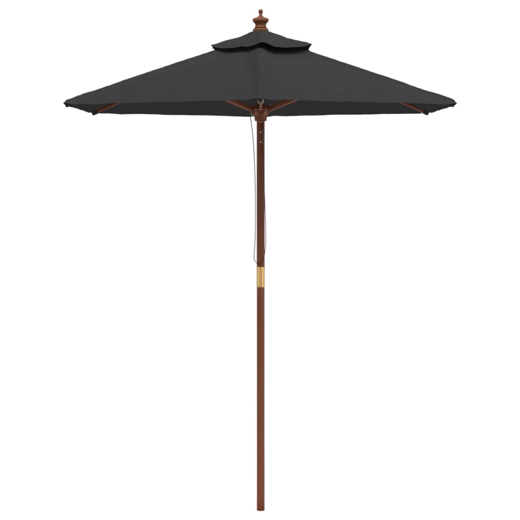 vidaXL Garden Parasol with Wooden Pole Black 196x231 cm