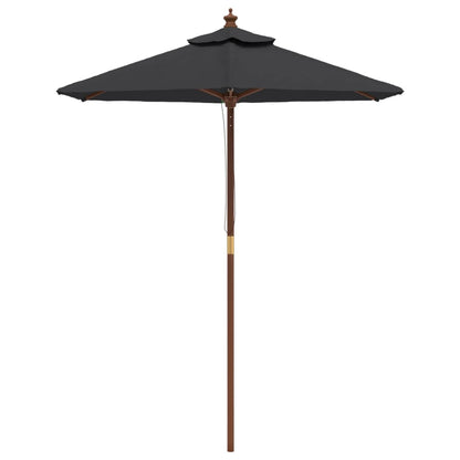 vidaXL Garden Parasol with Wooden Pole Black 196x231 cm