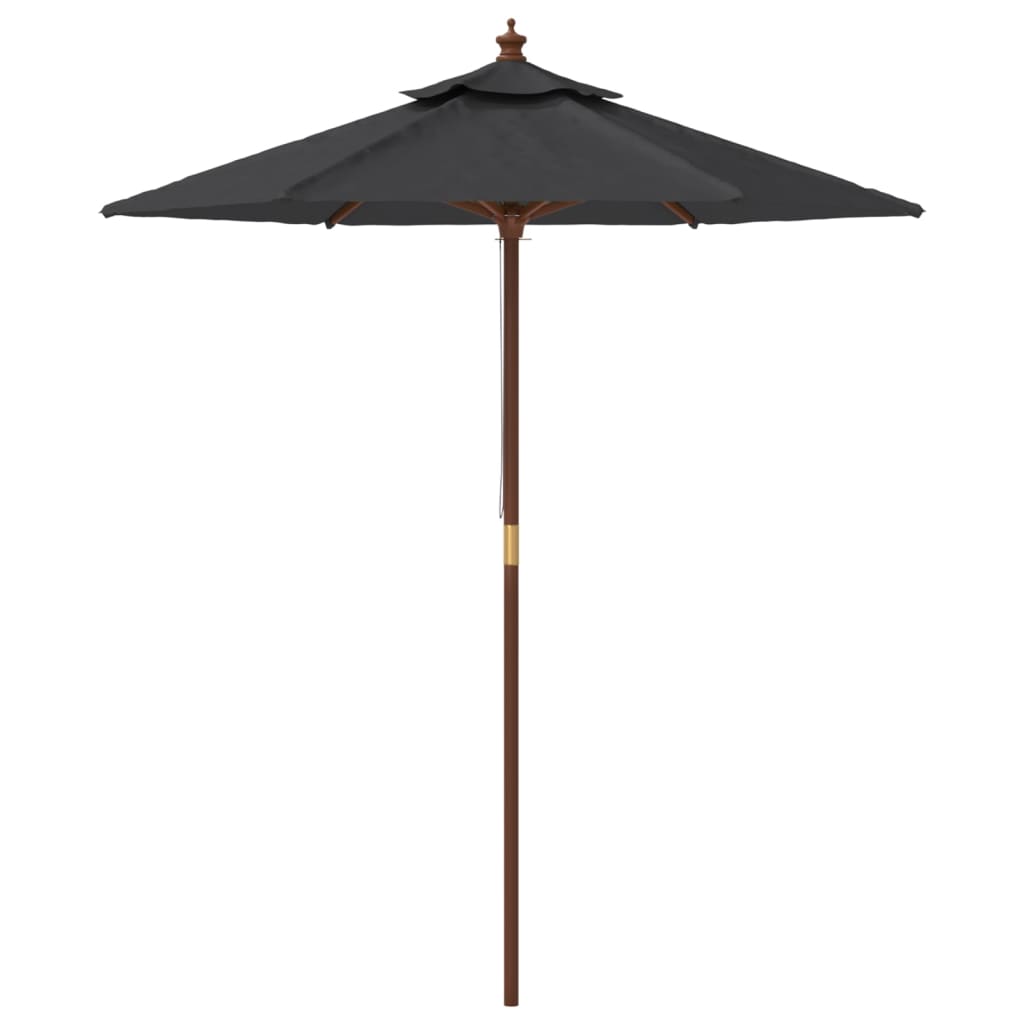 vidaXL Garden Parasol with Wooden Pole Black 196x231 cm