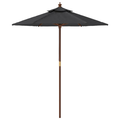 vidaXL Garden Parasol with Wooden Pole Black 196x231 cm