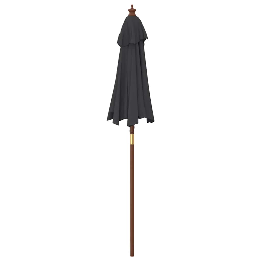 vidaXL Garden Parasol with Wooden Pole Black 196x231 cm