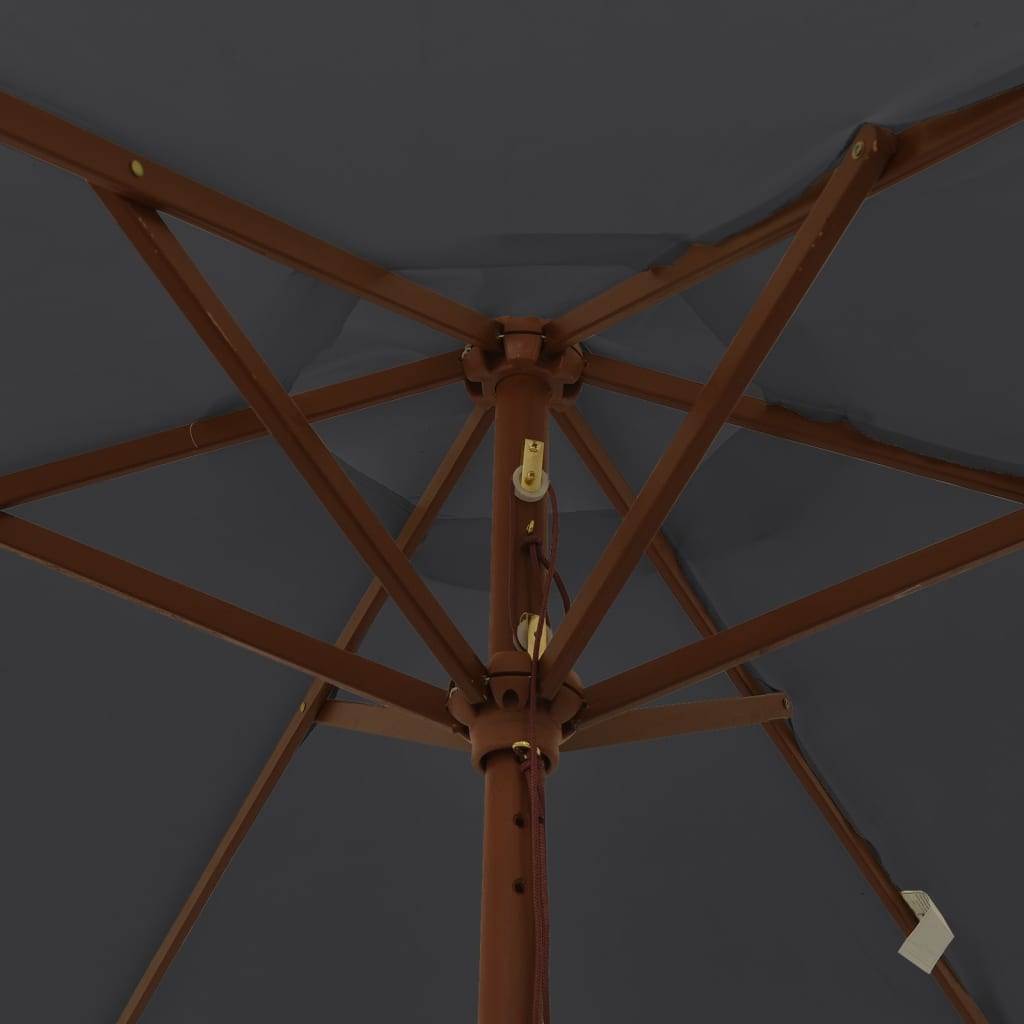 vidaXL Garden Parasol with Wooden Pole Black 196x231 cm