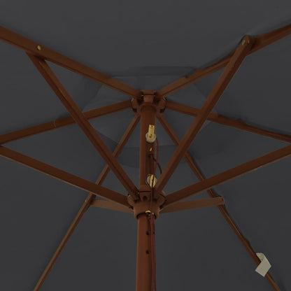 vidaXL Garden Parasol with Wooden Pole Black 196x231 cm