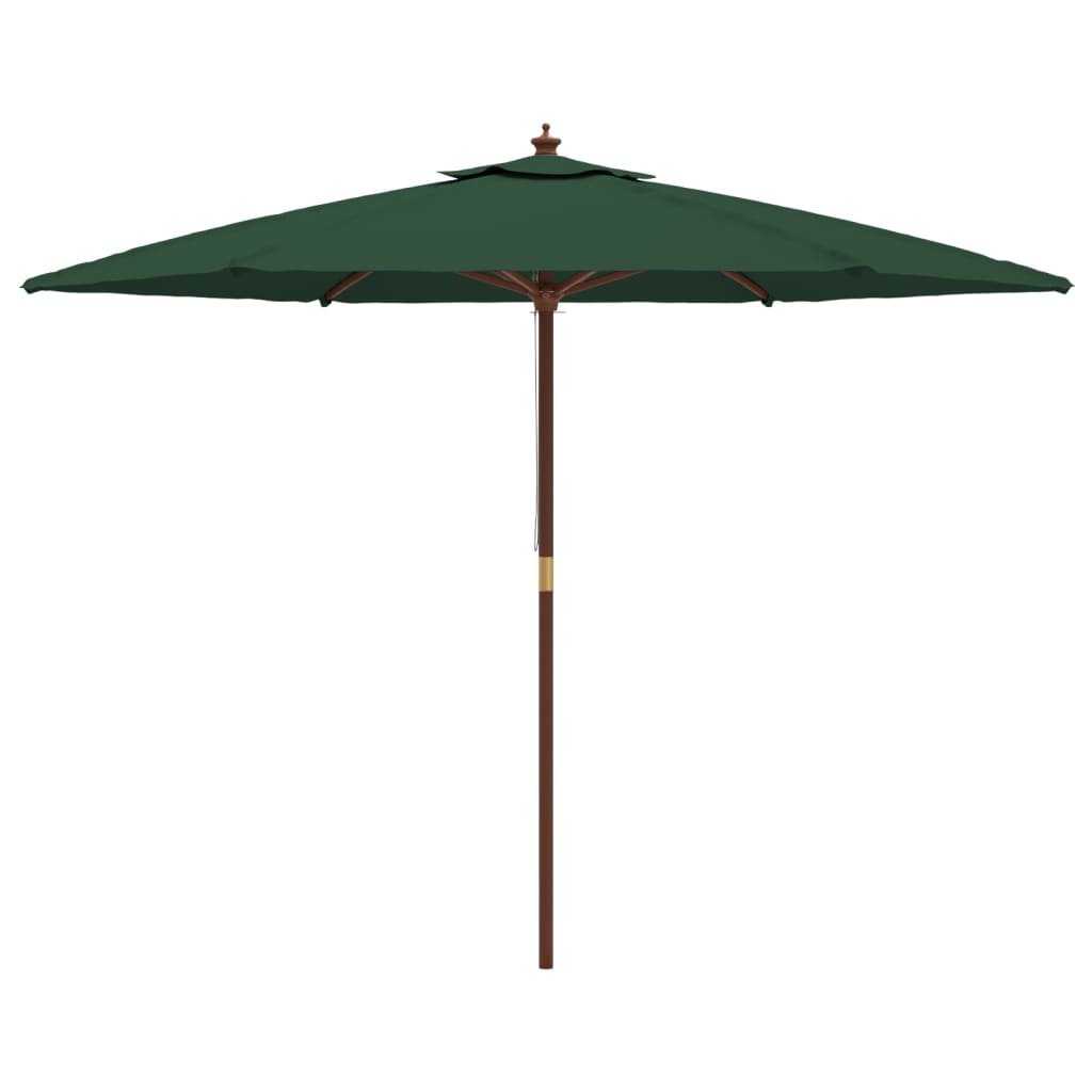 vidaXL Garden Parasol with Wooden Pole Green 299x240 cm