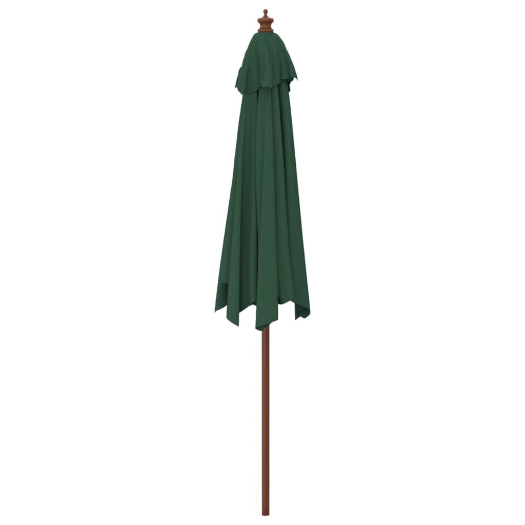 vidaXL Garden Parasol with Wooden Pole Green 299x240 cm