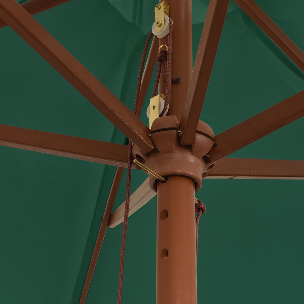 vidaXL Garden Parasol with Wooden Pole Green 299x240 cm