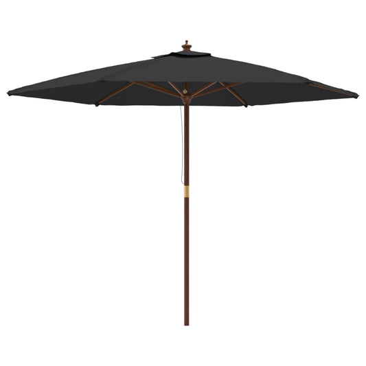 vidaXL Garden Parasol with Wooden Pole Black 299x240 cm