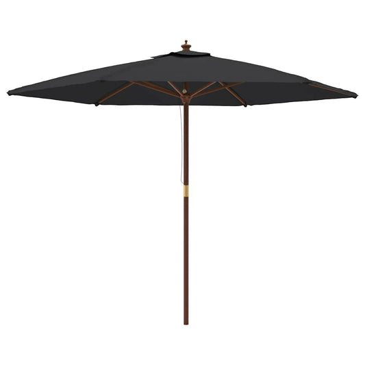 vidaXL Garden Parasol with Wooden Pole Black 299x240 cm