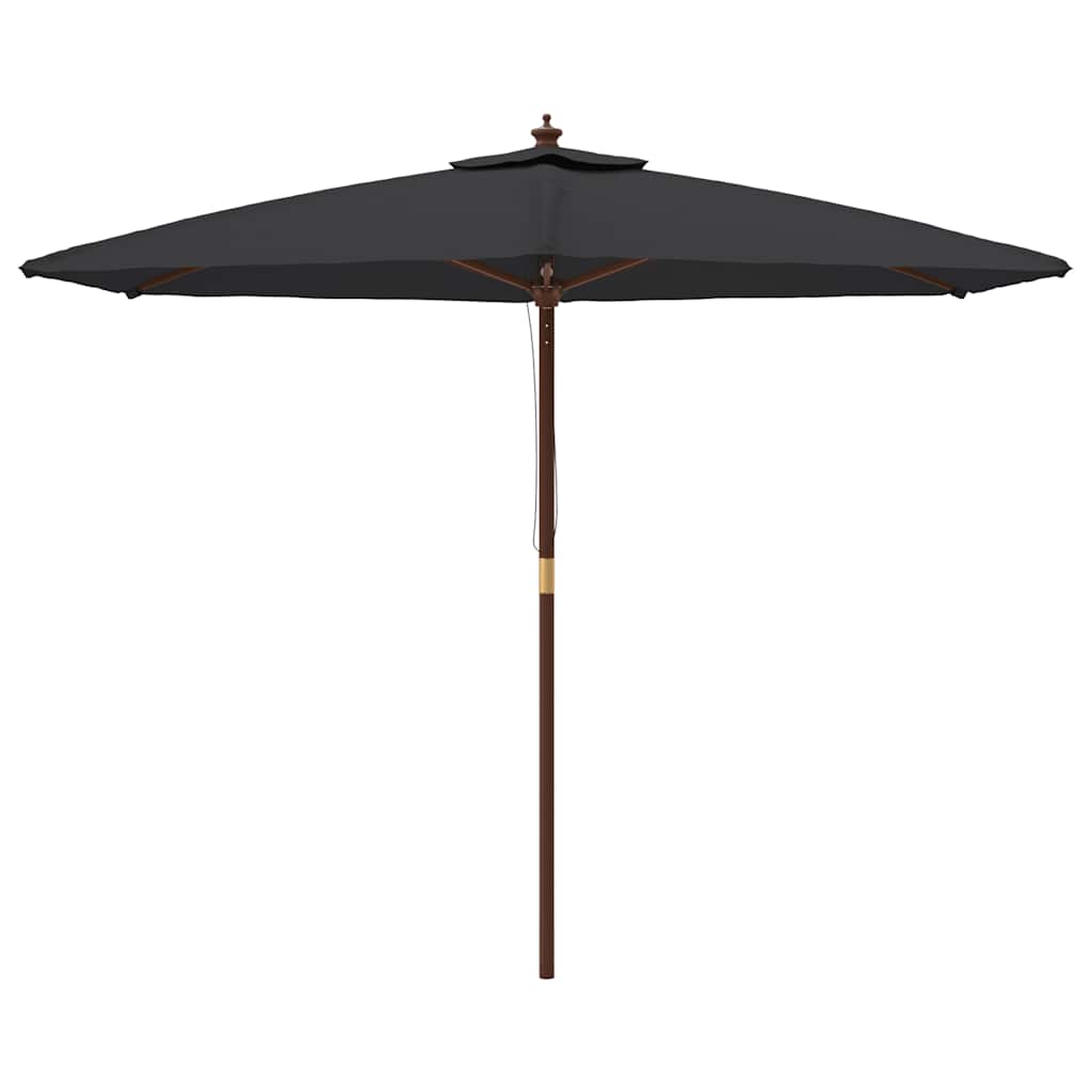 vidaXL Garden Parasol with Wooden Pole Black 299x240 cm