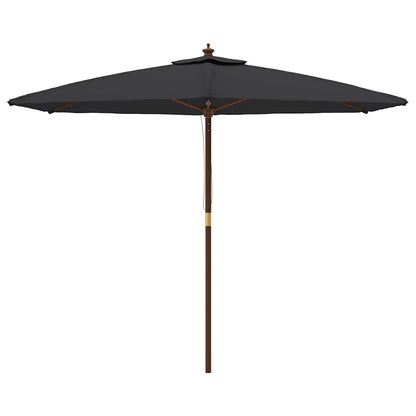 vidaXL Garden Parasol with Wooden Pole Black 299x240 cm