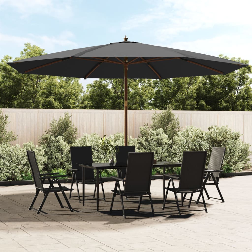 vidaXL Garden Parasol with Wooden Pole Anthracite 400x273 cm