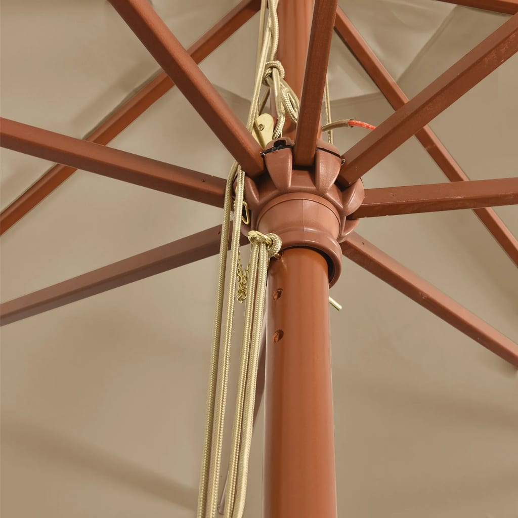 vidaXL Garden Parasol with Wooden Pole Taupe 400x273 cm
