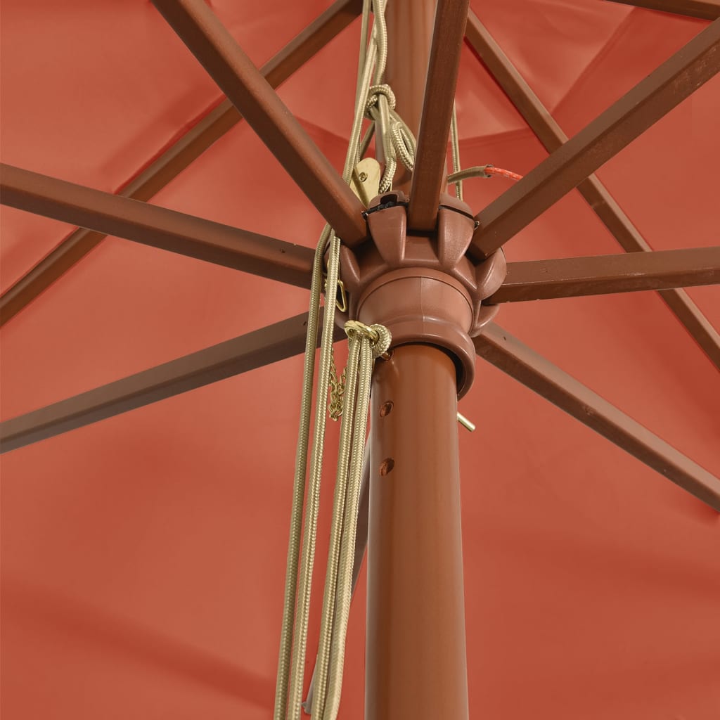 vidaXL Garden Parasol with Wooden Pole Terracotta 400x273 cm