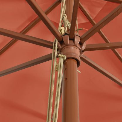 vidaXL Garden Parasol with Wooden Pole Terracotta 400x273 cm