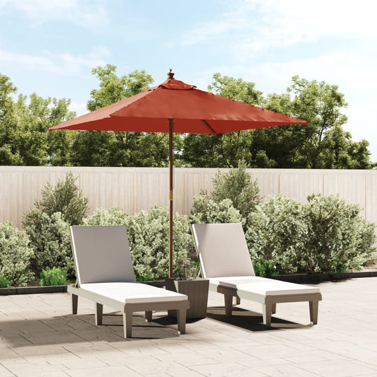 vidaXL Garden Parasol with Wooden Pole Terracotta 198x198x231 cm