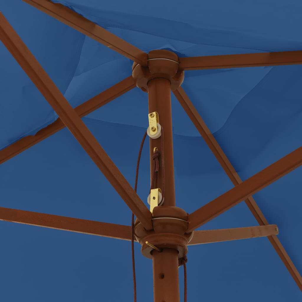 vidaXL Garden Parasol with Wooden Pole Azure Blue 198x198x231 cm