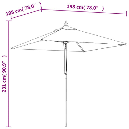 vidaXL Garden Parasol with Wooden Pole Azure Blue 198x198x231 cm