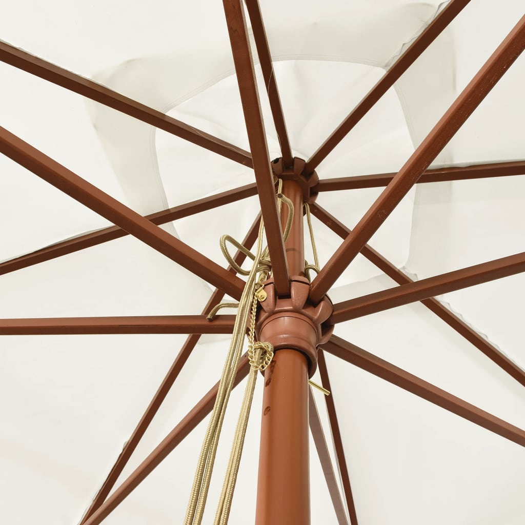 vidaXL Garden Parasol | Sand | Polyester, Solid Hardwood, Laminated Bamboo